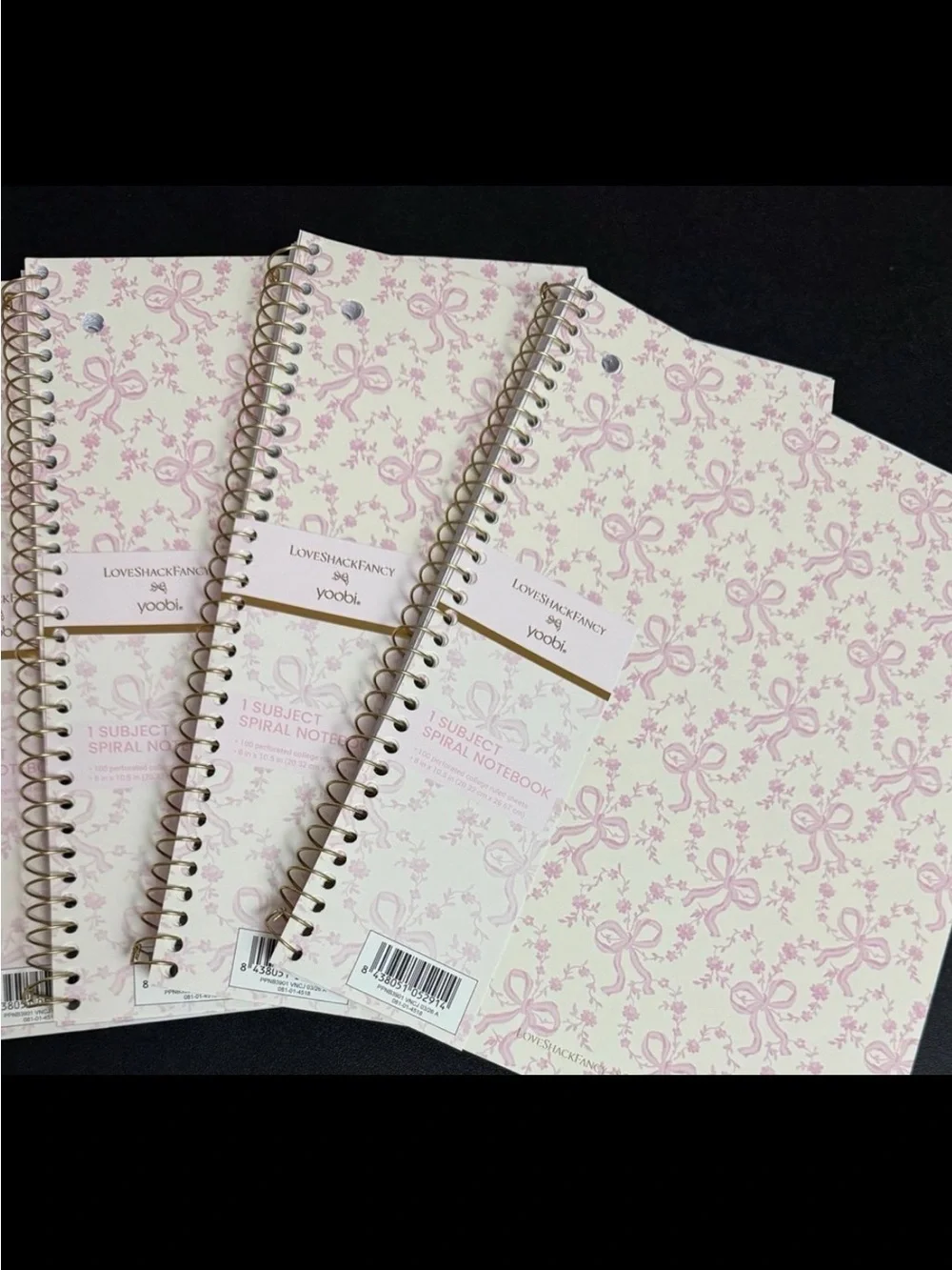 3 Loveshackfancy x Target pink Bow Notebooks